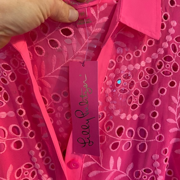 NWT size 10 Lilly Pulitzer Pink Eyelet Dress - Picture 2 of 4